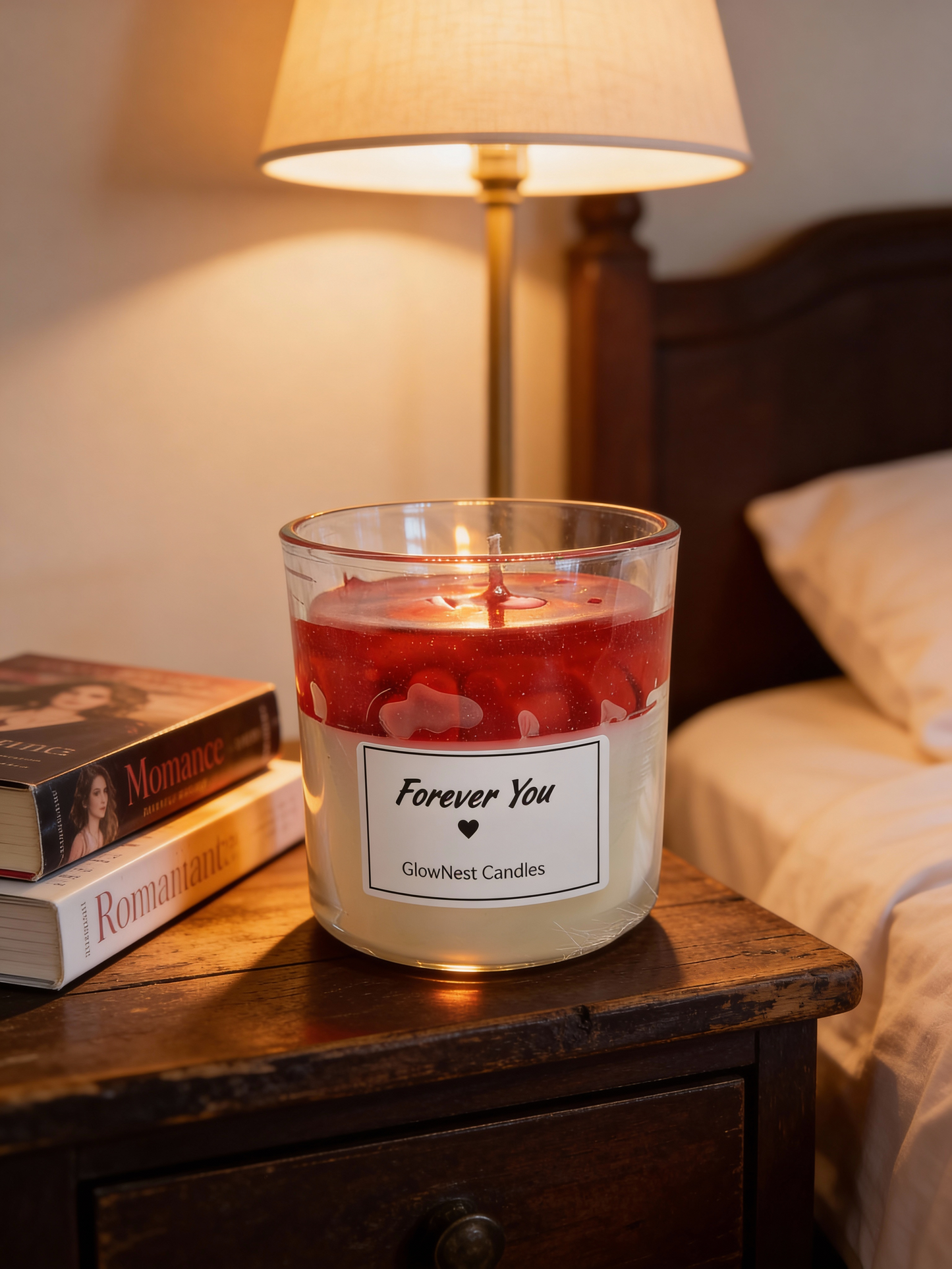 1 x Forever You Luxury Valentine’s Day Candle – Hand-Poured Two-Tone Scented Candle by GlowNest