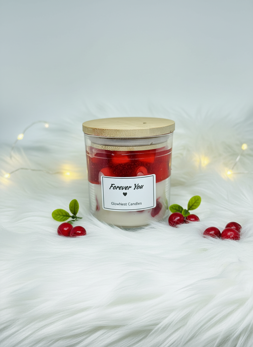 1 x Forever You Luxury Valentine’s Day Candle – Hand-Poured Two-Tone Scented Candle by GlowNest