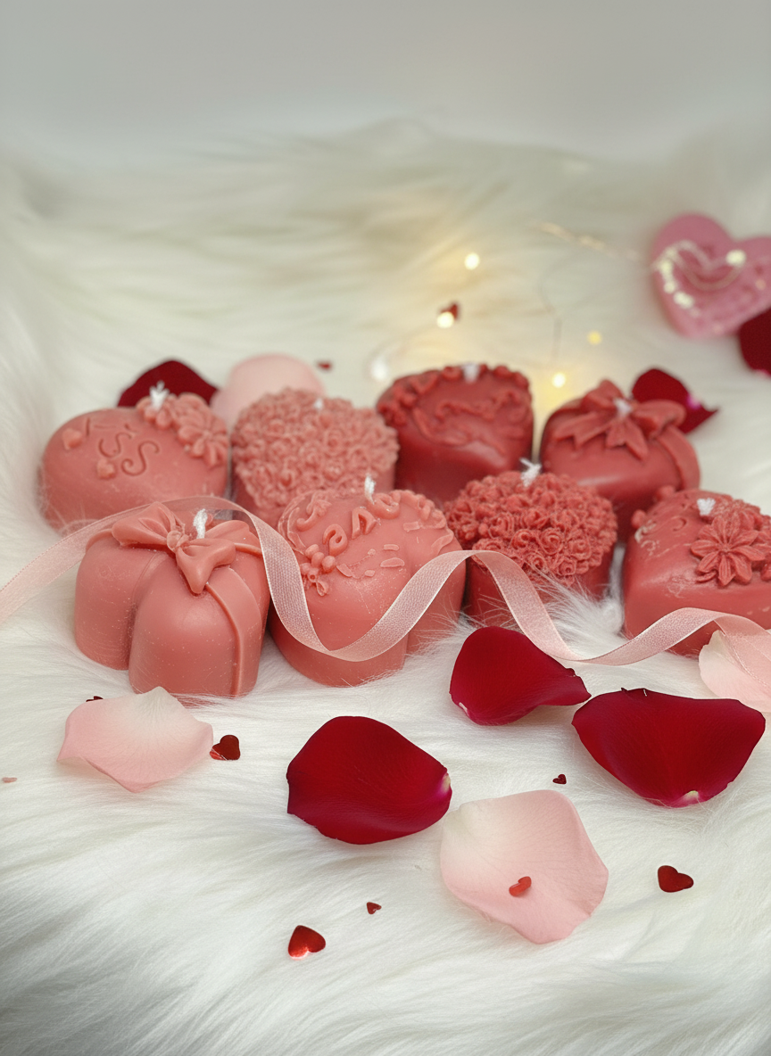 1 x set - Romantic & Elegant love shaped candles ( 8 nos)