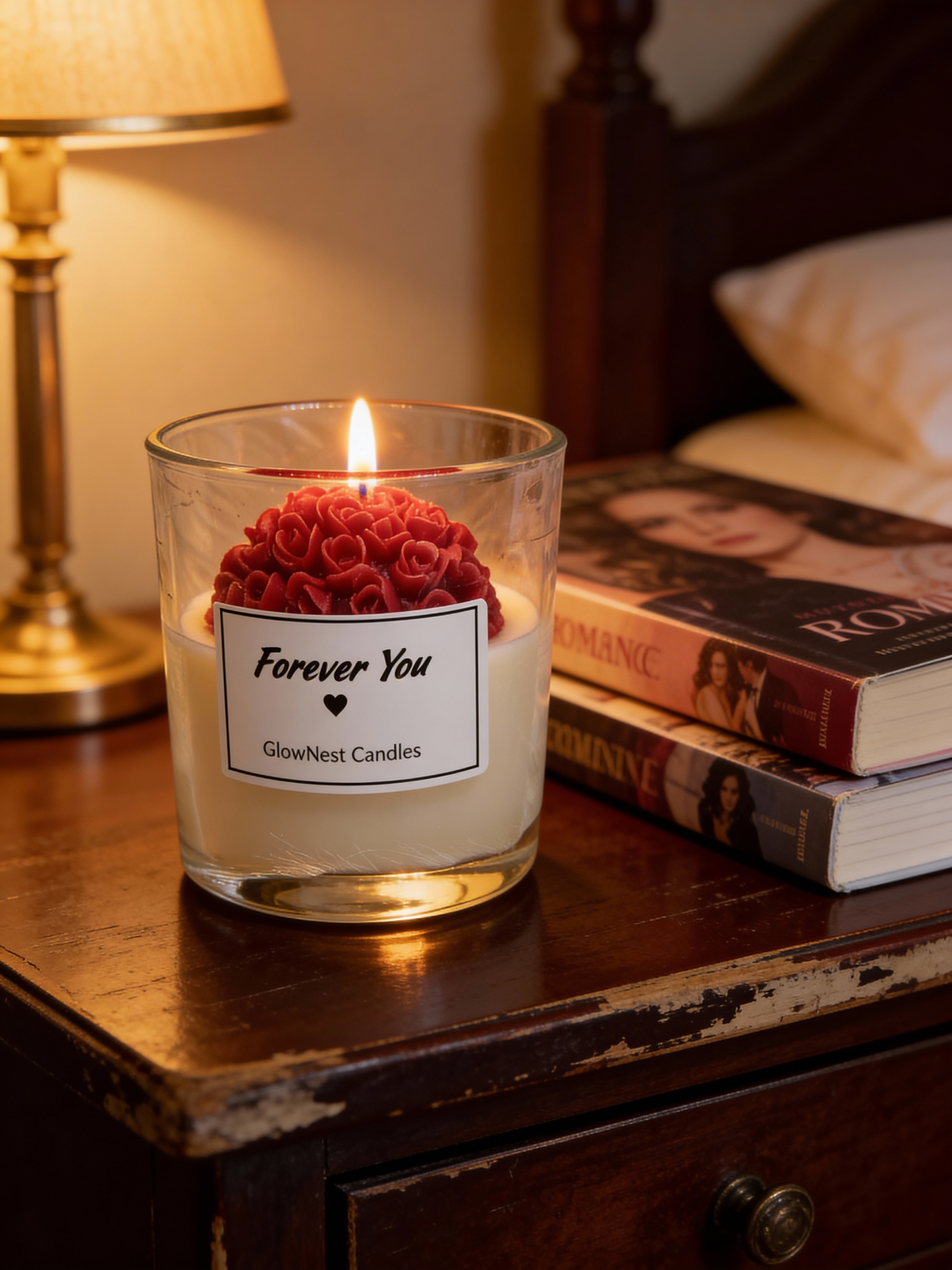 1 x Forever You Rose Bouquet Scented Candle - Luxury Valentine’s Day Gift for Her