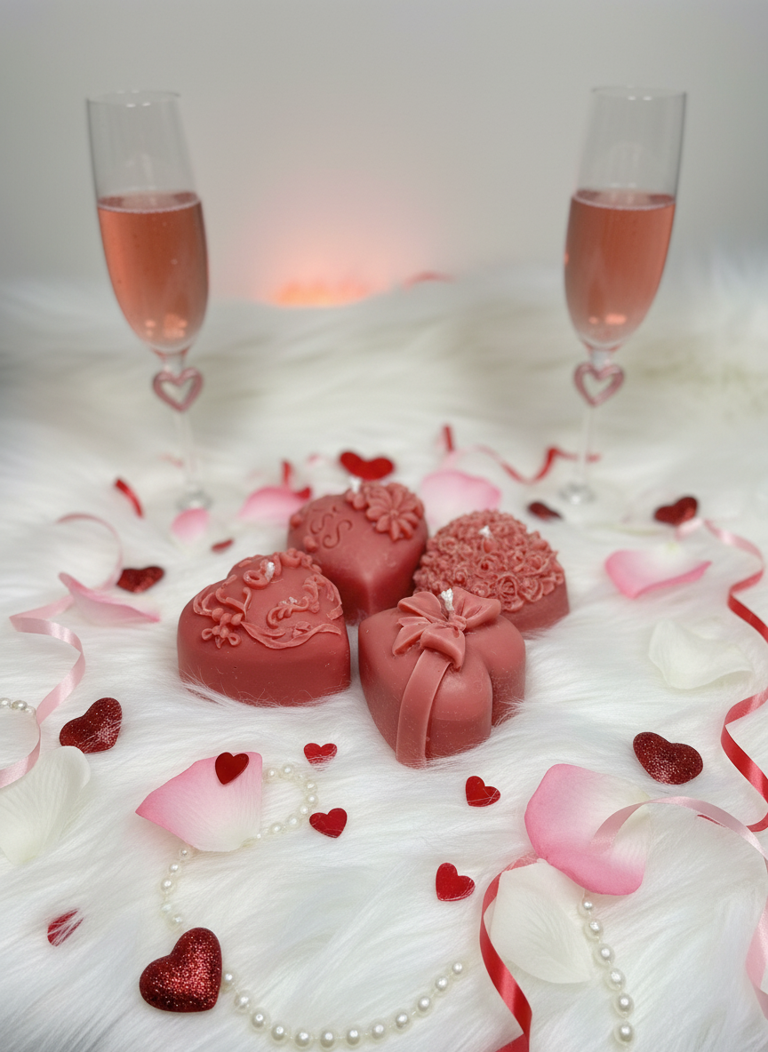 1 x set - Romantic & Elegant love shaped candles ( 8 nos)
