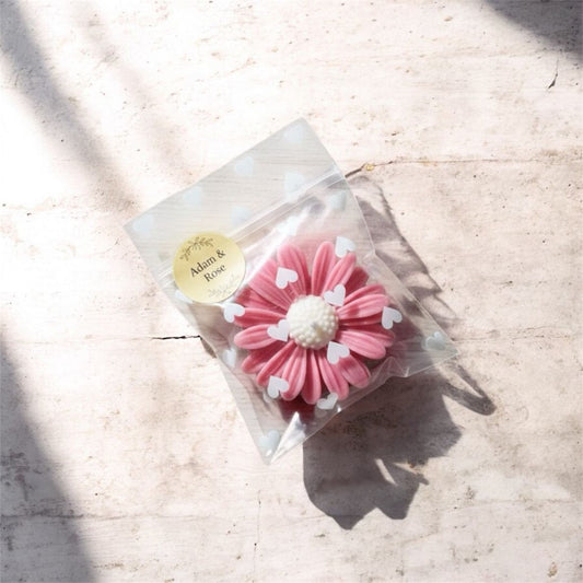 Return gifts for parties- 7cm length Premium flower shaped candles- With names customised | set of 10/25/50/100