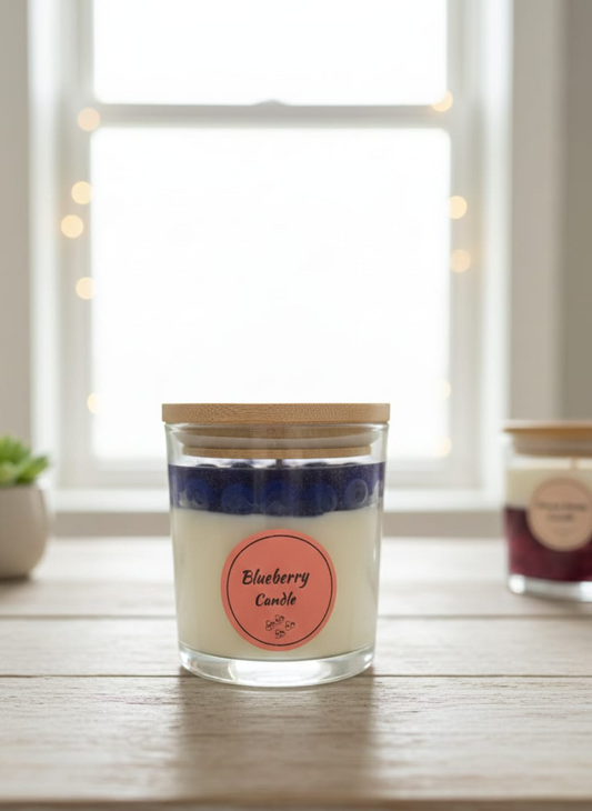 1 x 320 ml Glass jar with Blueberry on top | Scented candle | Perfect for home décor