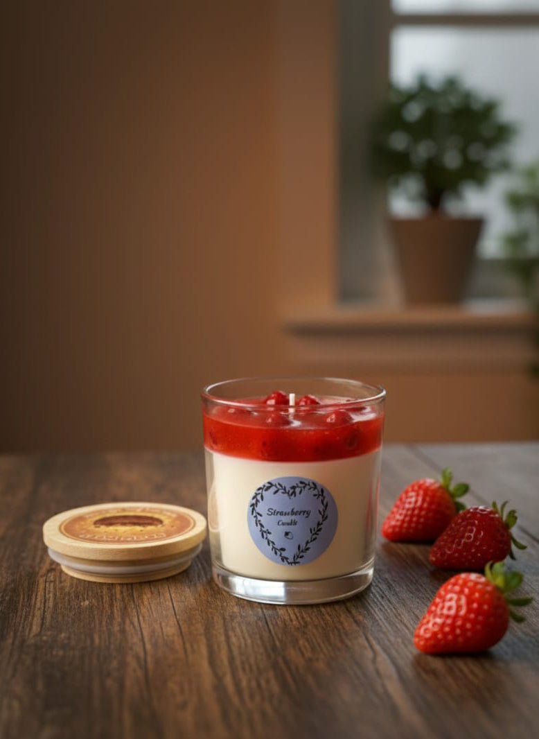 1 x 320 ml scented candle with strawberry flavour and shape