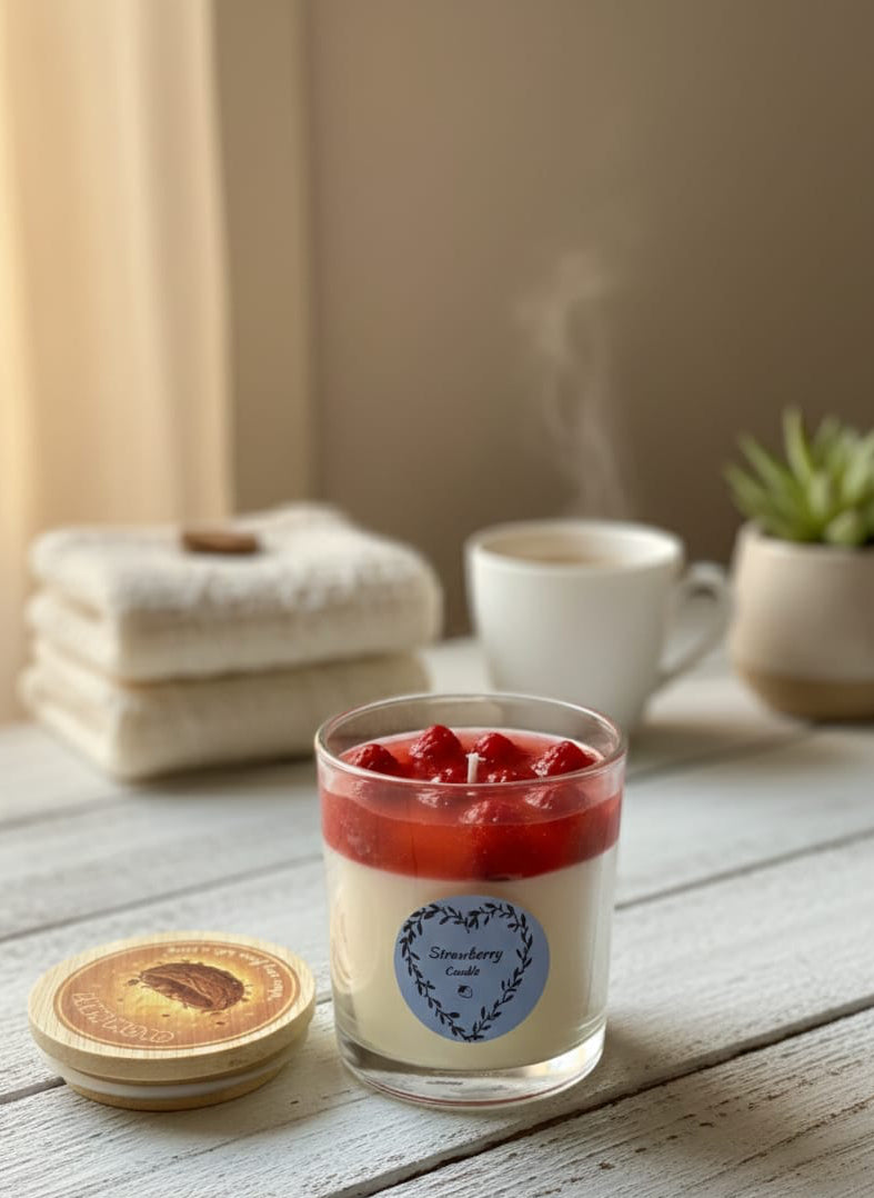 1 x 320 ml scented candle with strawberry flavour and shape