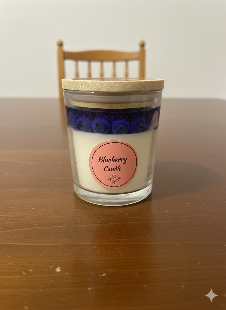 1 x 320 ml Glass jar with Blueberry on top | Scented candle | Perfect for home décor