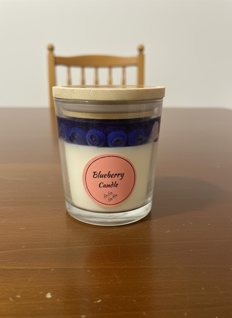 1 x 320 ml Glass jar with Blueberry on top | Scented candle | Perfect for home décor