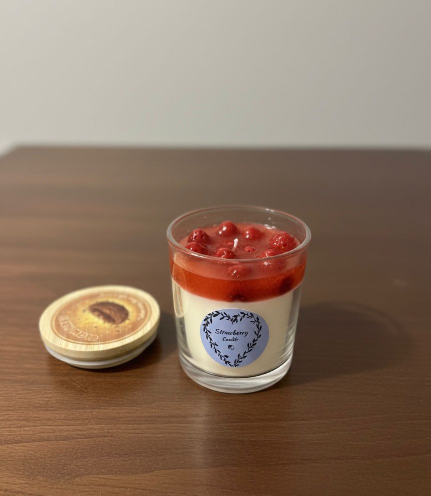 1 x 320 ml scented candle with strawberry flavour and shape