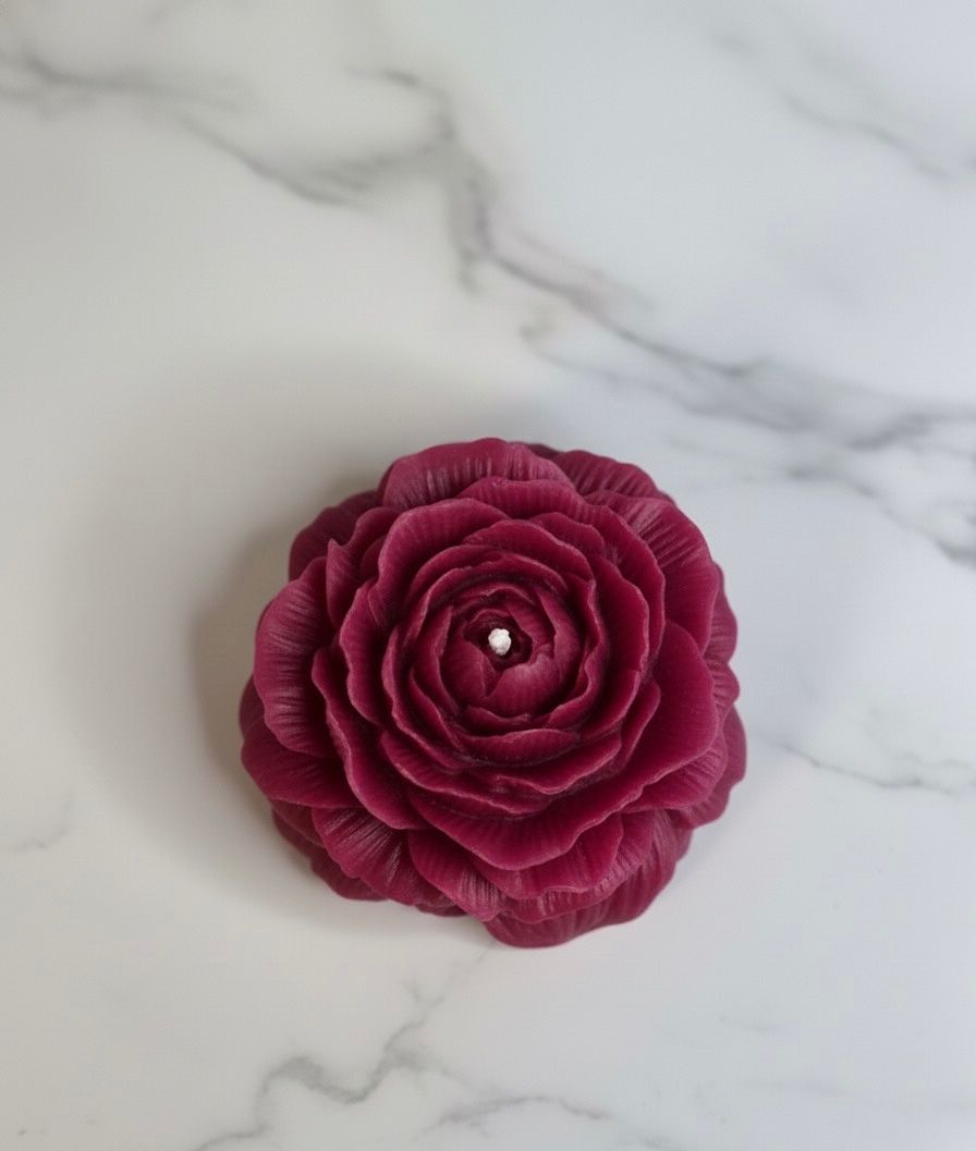 Premium Rose Bloom" Luxury Peony 8cm Candle Favor - Personalized Return Gifts | Set of 10/20/25/50/100