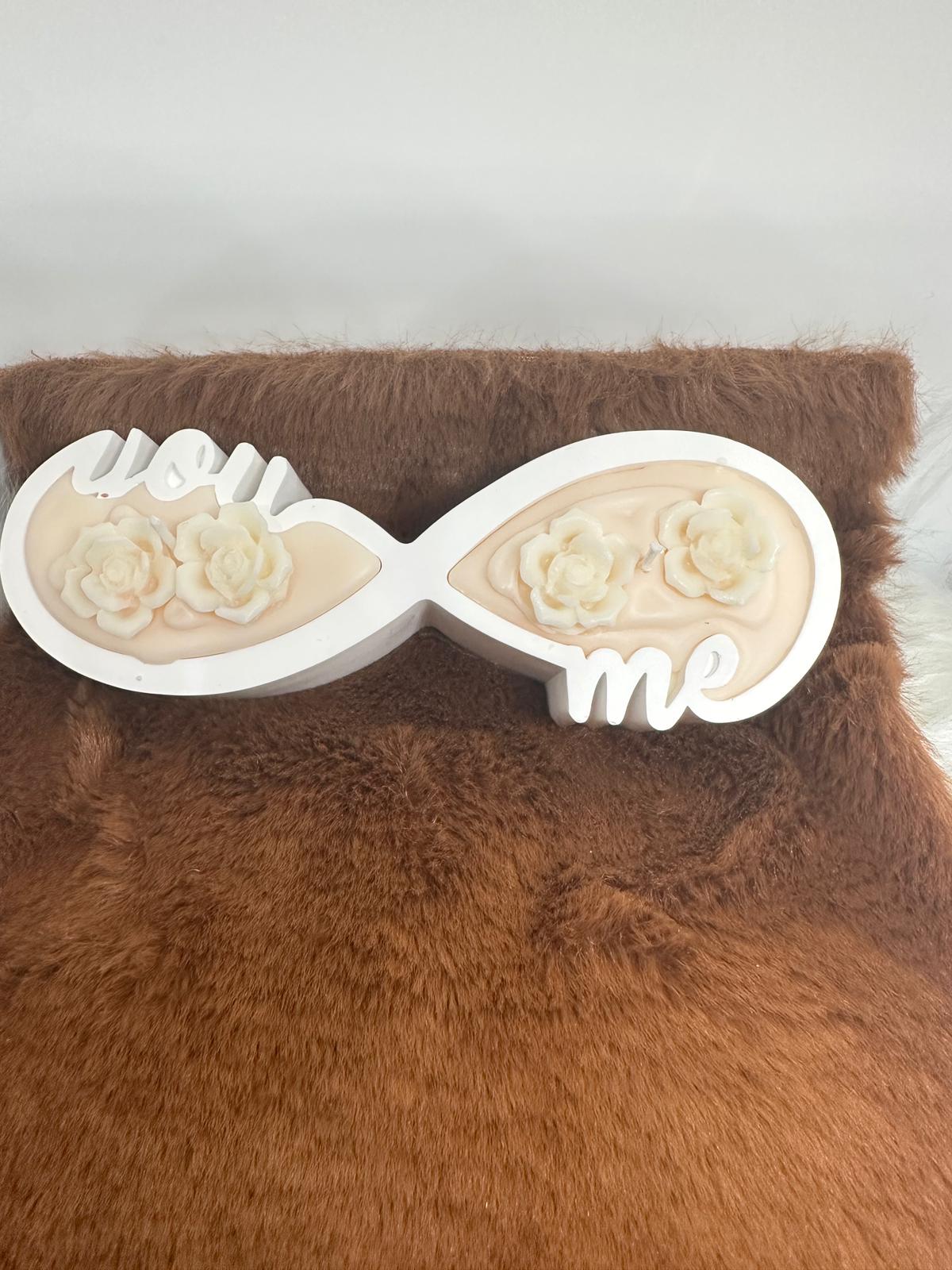 1 x " You and Me " couple candle set for valentines and home decoration